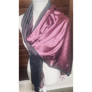 Shiwani 100% Cashmere Scarf Purple fringe Luxury Pashmina wrap shawl